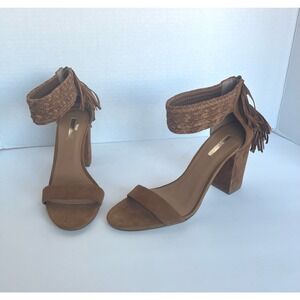 NEW BCBGeneration Women's Calizi Fringe Ankle Strap Camel Suede Sandal 9M